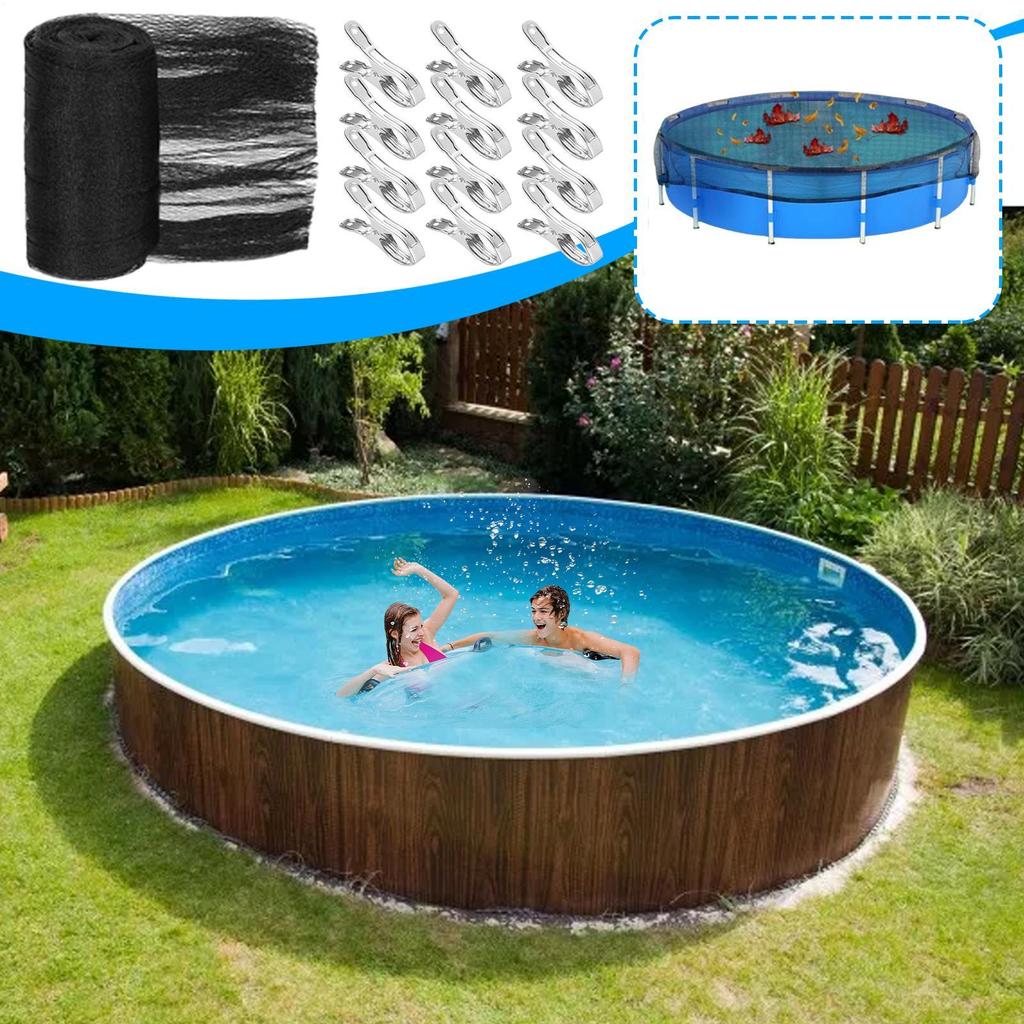 1pcs Swimming Pool Round Cover Water Evaporation Dustproof Outdoor Pool Tub Blanket With 12 Clips Outdoor Pool Accessories
