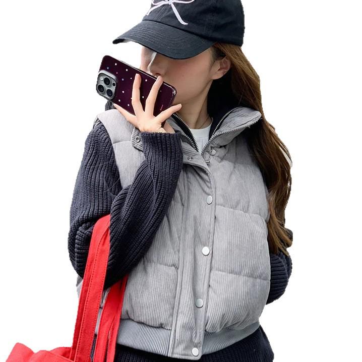 Women's Korean Style Corduroy Cotton Vest - Winter 2026 Loose Sleeveless Jacket