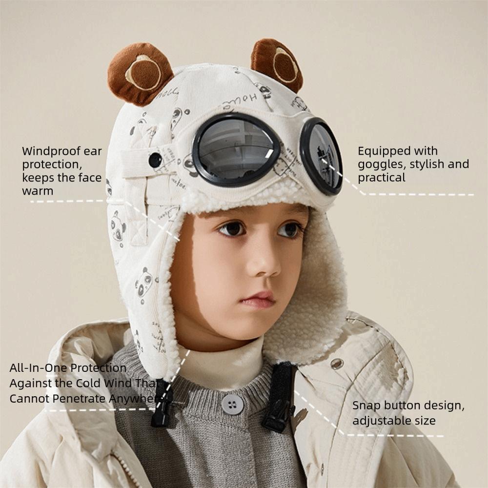 Kältefeste Kinder-Pilotenmütze Niedliche Cartoon-Warme Mütze Neue Ohrenschutzkappe Winter