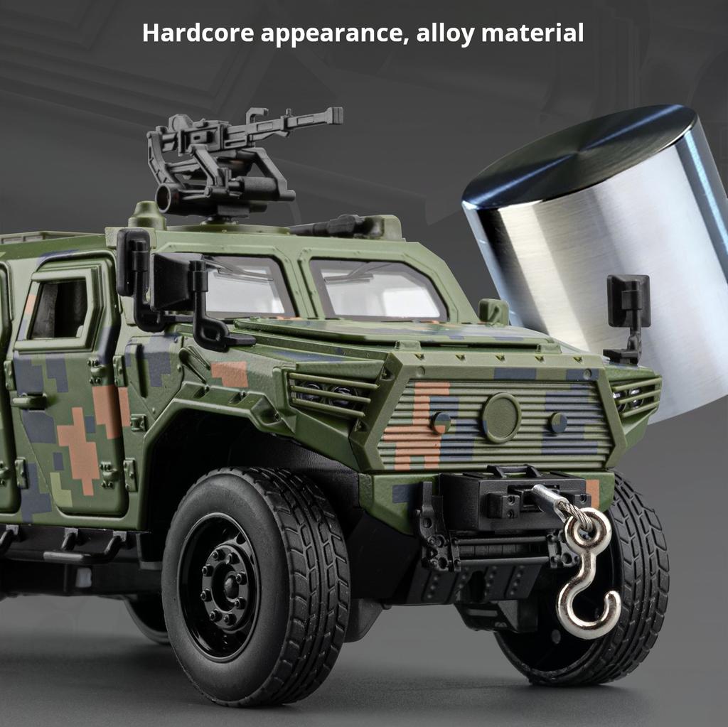 1/32 Dongfeng Mengshi Simulationslegierung Militärisches Geländepanzerfahrzeug Modell Pull-Back Sammlerstück Schreibtischornament