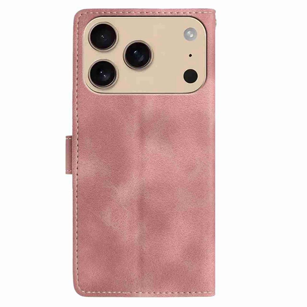 For iPhone 17 Pro Max Case Garden Imprinted PU Leather Wallet Phone Cover with Wrist Strap