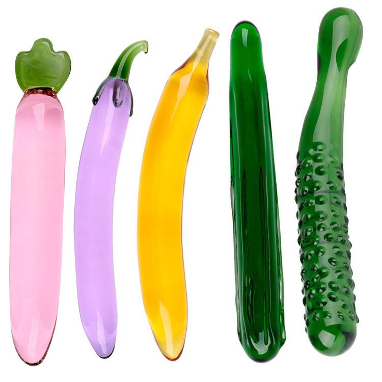 Seven-Color Crystal Glass Cucumber Dildo for Female Simulation and Erotic Insertion