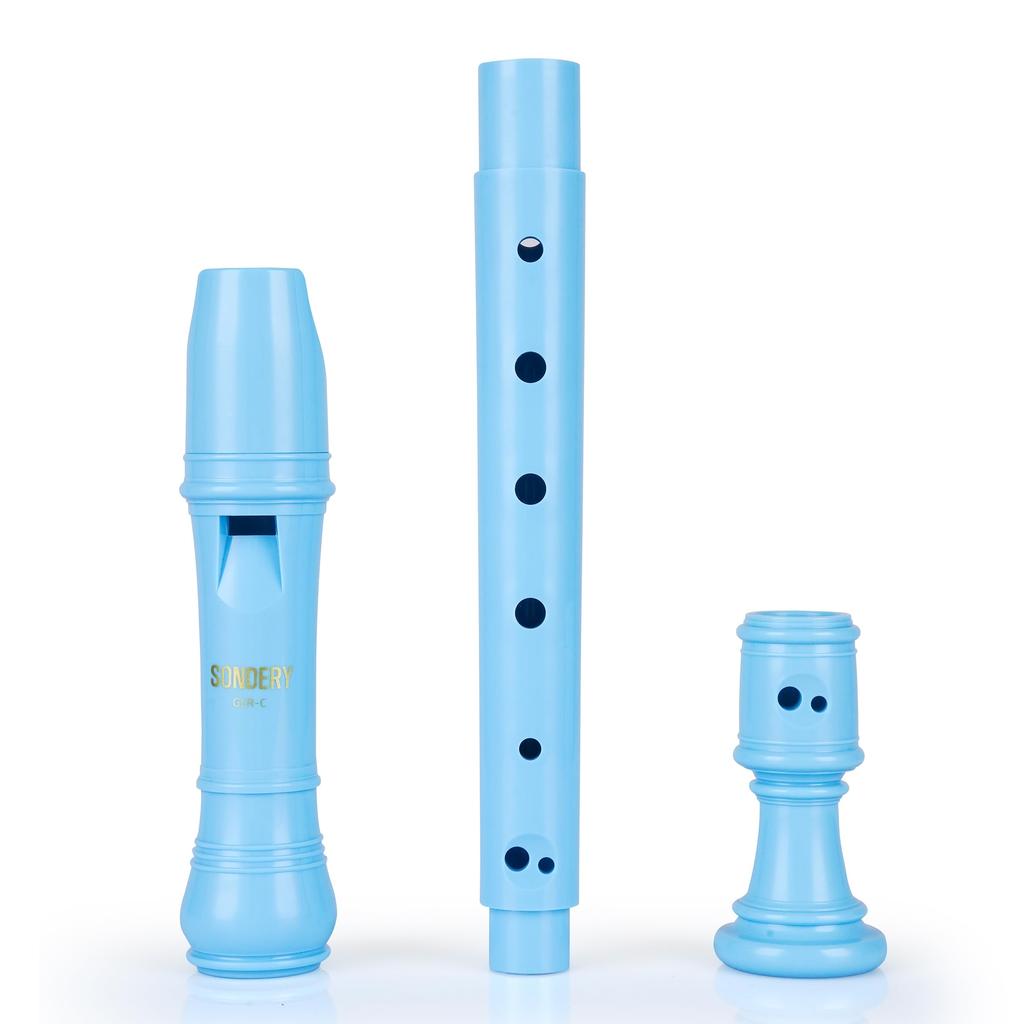 Sondery Soprano German Made of ABS Durable and Easy To Play for Plastic German Fingering Chart Portable Pouch Included Recorder, Style, Resin,
