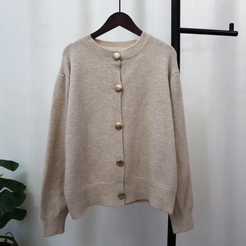 

Весна новый дизайн чувство однотонный вязаный кардиган свободный ленивый свитер куртка женская One size хаки