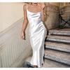 Europäisch und Amerikanisch, Träger Satin durchsichtig gesteppt Träger sexy Fischschwanz Kleid Nachthemd, Nachtclub Stil Abendkleid