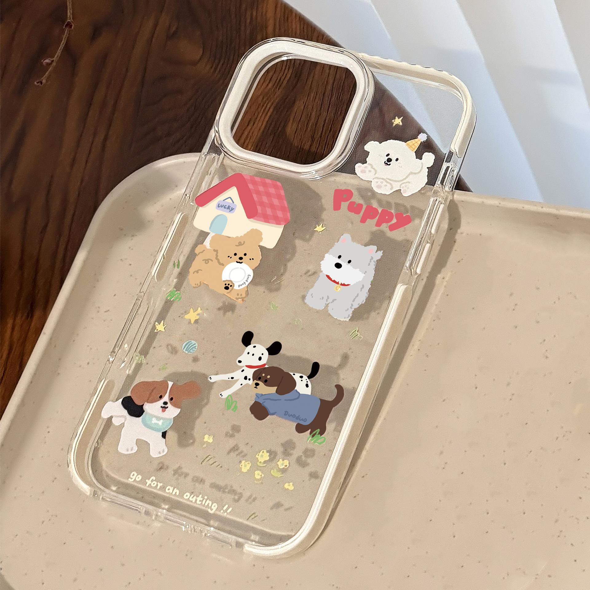 

Cartoon Magnetic Stand 17Promax Cute Puppy for IPhone16 Phone Case 14 for 13 Anti-fall 12 Soft Cover 11 6.1