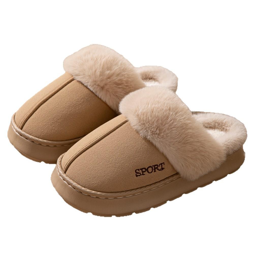 2025 New Slippers Piled and Thickened Home Warm Thick-soled Cotton Shoes Non-slip Indoor Winter Plush Cotton Slippers