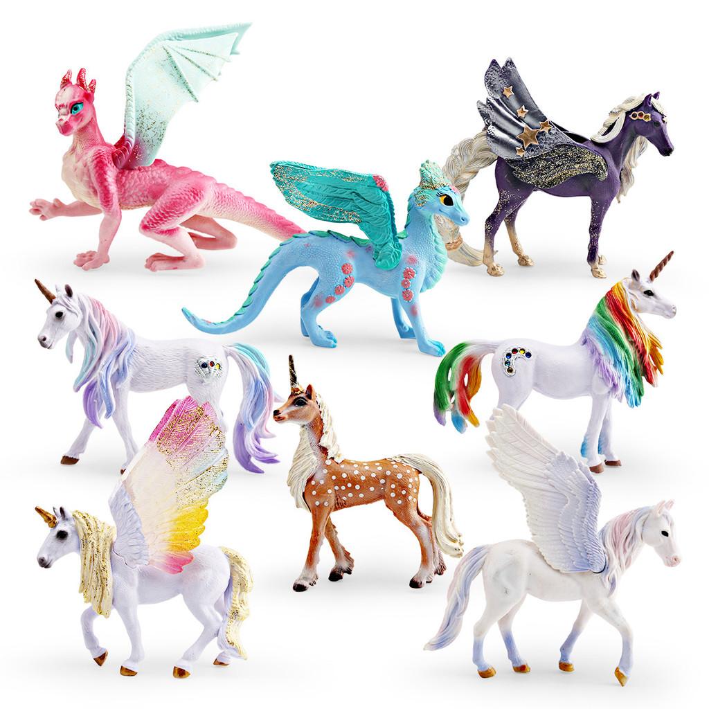 Animal Model Pvc Unicorn Rainbow Pegasus Dragon Figure For Childrens Educational Play