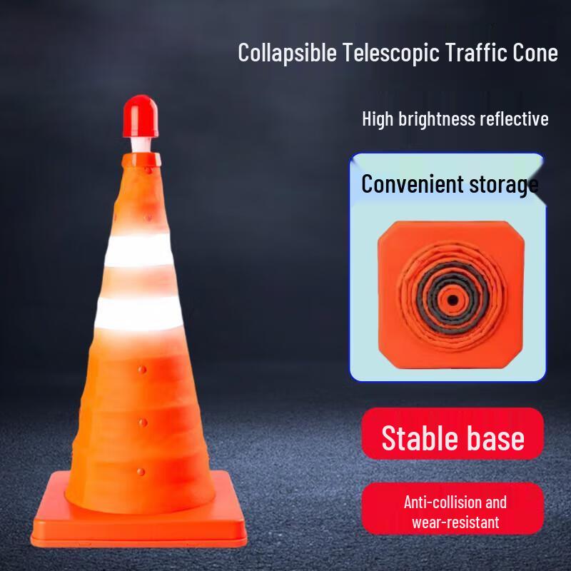 Folding Reflective Traffic Cone with Light