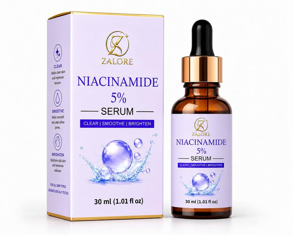 ZALORE Niacinamid 5% Gesichtsserum für Ausgeglichene & Strahlende Haut | Leichtes Feuchtigkeitsserum für Ebenmäßigen Hautton & Glatte Textur | Tägliche Hautpflege 3