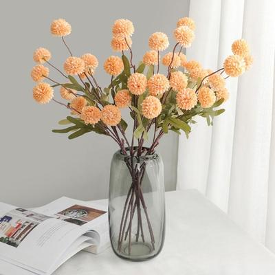 Fleurs Artificielles en Soie Chrysanthème Pompon Design 5 Têtes Bouquet de Mariée Boule de Fleurs Pissenlit Soie Artificielle