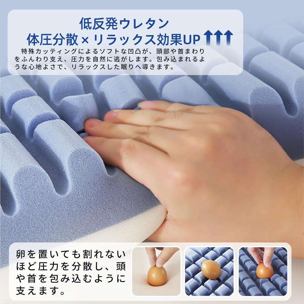 YK YUKO Melting Light Pillow, Memory Foam Pillow, 6540cm, 10cm High, Neck Pain Relief, Textured Cut, Pressure Dispersion, Supports Head, Neck, and