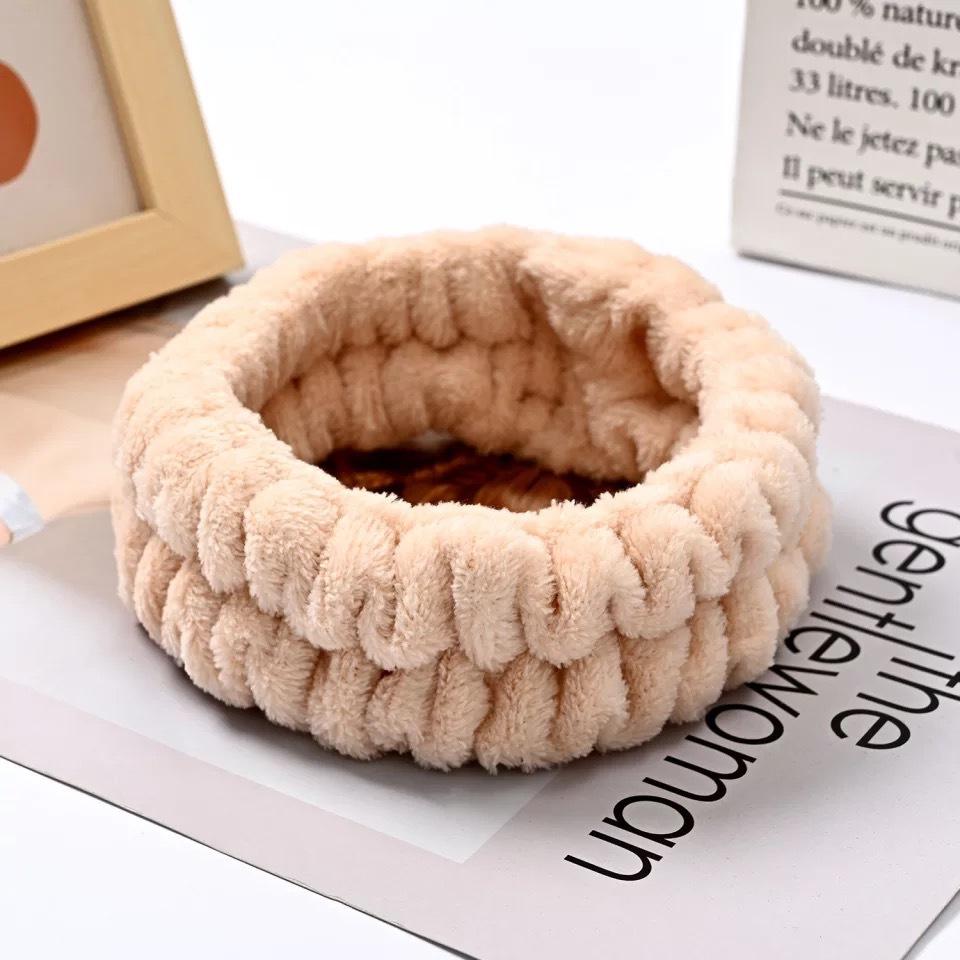 Women's Flannel Spa Headband & Wristband Set, Absorbent Wrist Bands for Face Wash