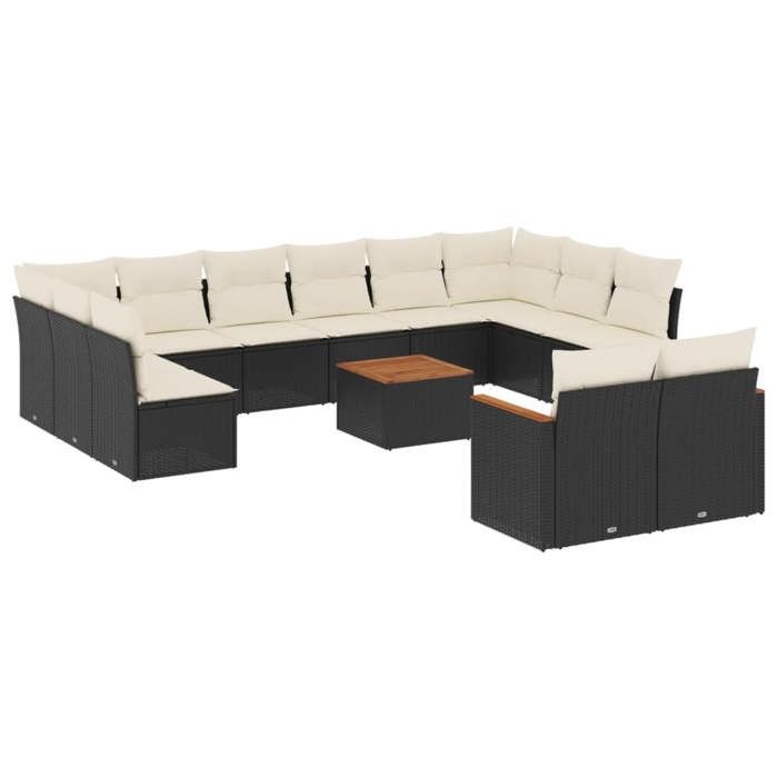 VidaXL Garden Lounge Set with Cushions 13 Pcs, Patio Sofas, Patio Furniture Set, Outdoor Furniture, Black 3226448