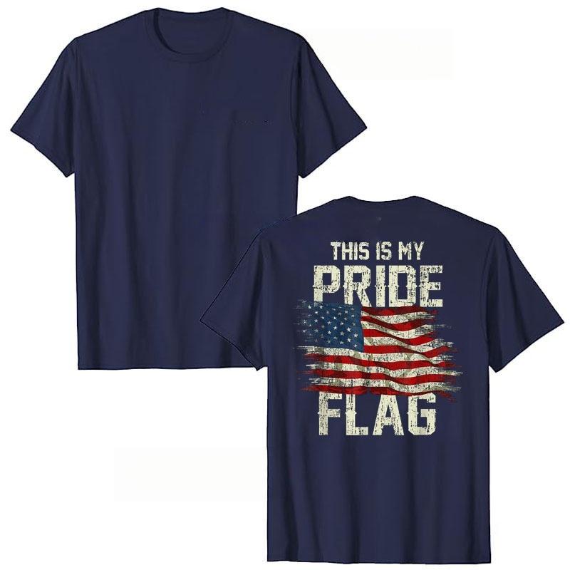 SpringSummer This Is My Pride Flag USA Letter Pattern Printed Cotton Tshirt Fashion Casual Short Sleeve Round Neck Tshirt