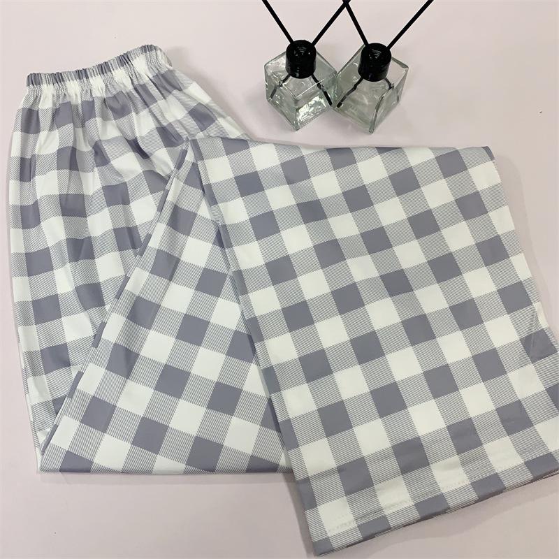 Karierte Pyjamahose im koreanischen Stil für Damen – lockere, lässige, luftige Hose für drinnen und draußen