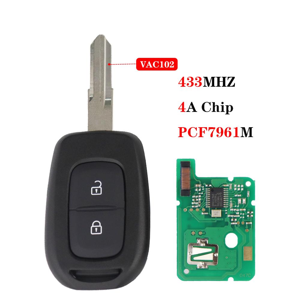 Remote Car Key For Renault Clio 4 Duster Sandero Symbol Kwid Dacia Logan Lodgy Dokker Trafic Master 433MHz 4A Chip No Logo Blade