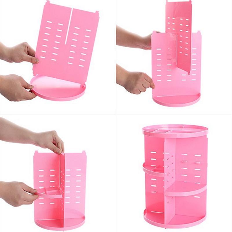 360° Rotating Makeup & Skincare Organizer - Round Plastic Cosmetic Storage Rack