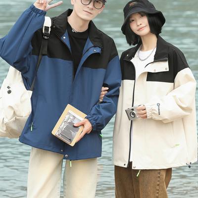 Męskie kurtki codzienne wiatrówka dla pary sportowa odzież wierzchnia kempingowa moda koreańska streetwear zapinane na zamek płaszcze z długim rękawem vintage kurtki turystyczne