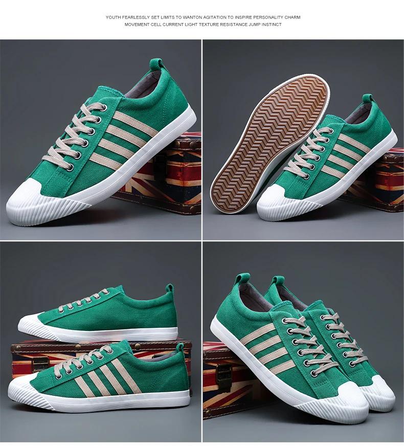 New Shoes for Men Canvas Casual Shoes Spring Summer Striped Flat Skateboard Shoes Youth Lace-up Sneakers