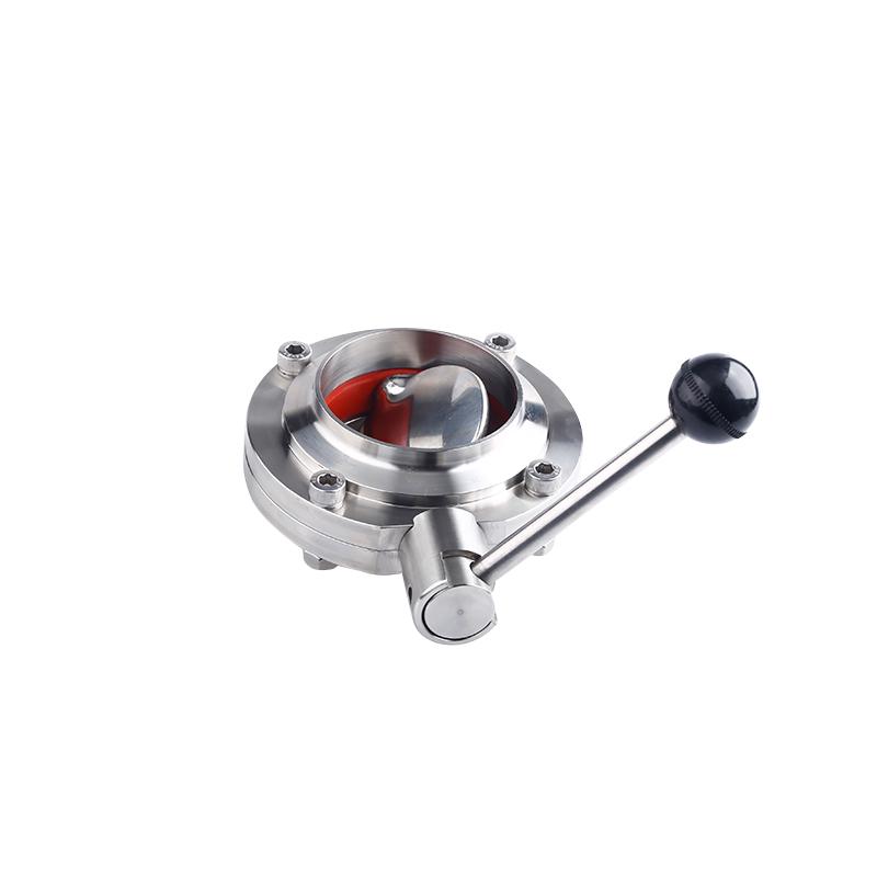 316 Manual Sanitary Butterfly Valve - 304 Stainless Steel for Wine Barrel/Tank, Food Grade, Weldable, Powder Coated, 51mm