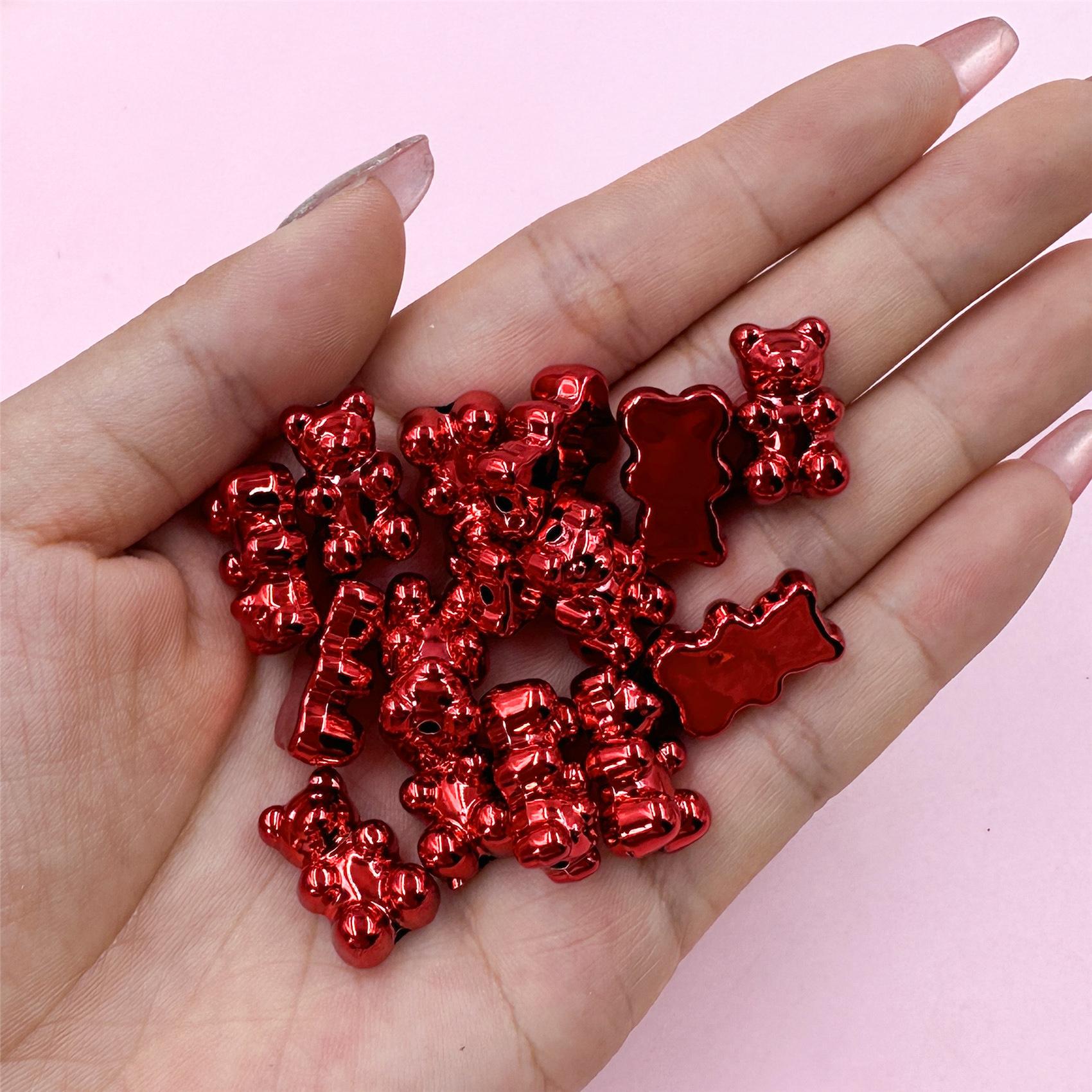 

Имитация металла Рождественские украшения Панк Изготовление украшений своими руками Ожерелье Серьги Бусины Медведь 15 шт./пакет Акриловый кулон 11 мм*18 мм*7 мм бусины красный