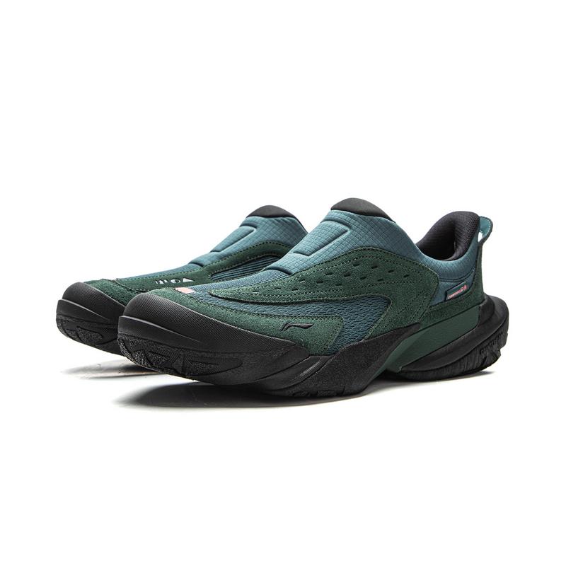New LiNing CF Tracing Shock Absorbers Rebound Low Top Outdoor Shoes Unisex Blue Green AHCV073-2