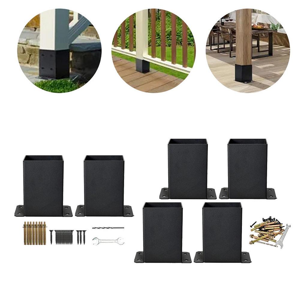 Post Base Bracket Kit Solid Steel for Wood or Concrete Floors Versatile 2Pcs