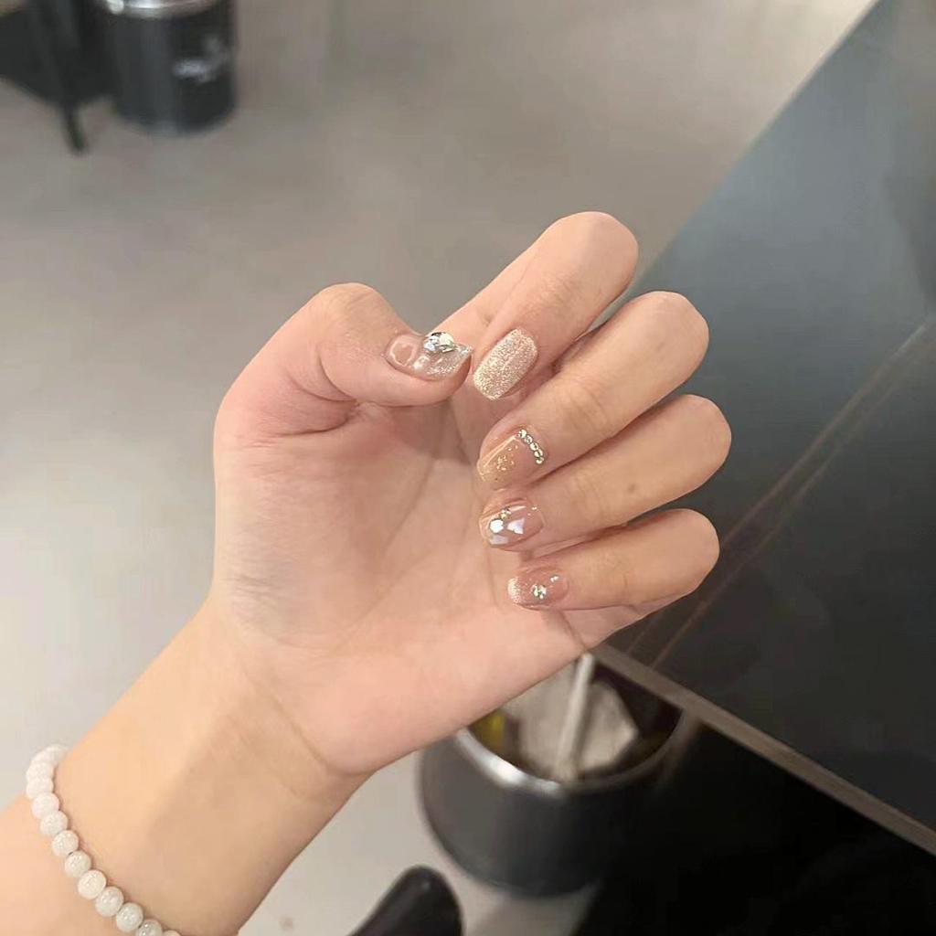 Crystal Shell Wearable Nails: Flashy Handmade Manicure with Pure Desire False Nail Patches