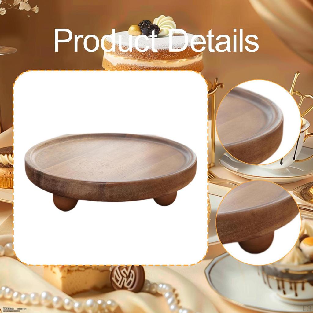Wood Pedestal Riser Decorative Tray Candle Stand for Kitchen Vanity Home