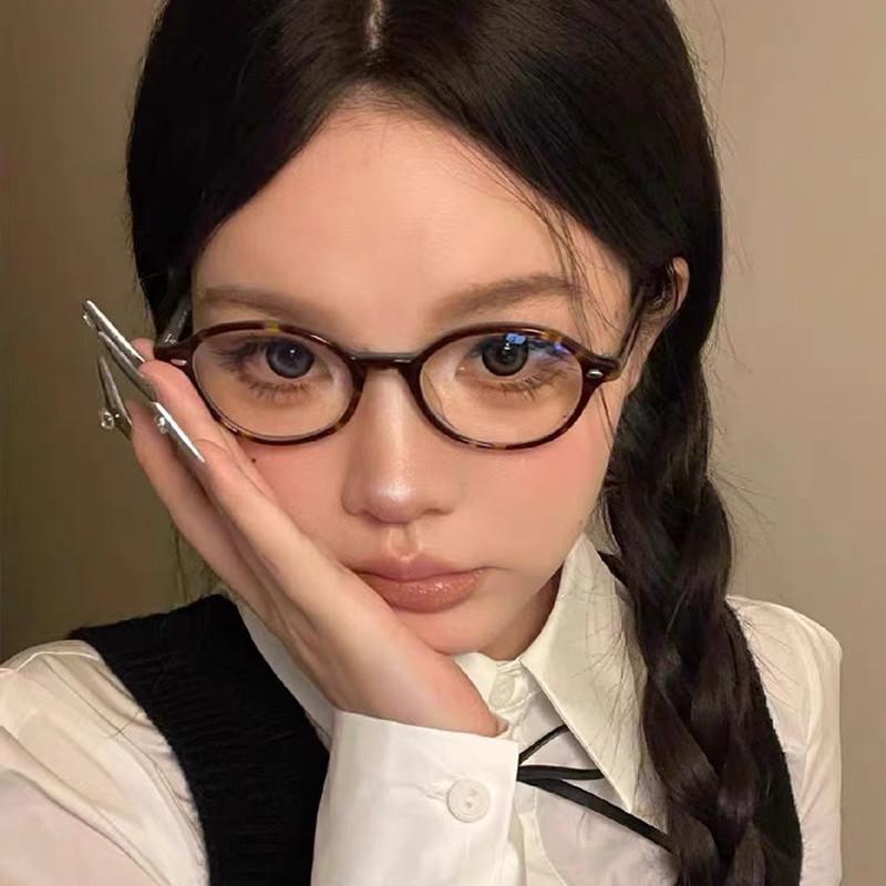 Korean Retro Oval Leopard Anti Radiation Eyeglasses For Women Men Fashion Blue Light Glasses