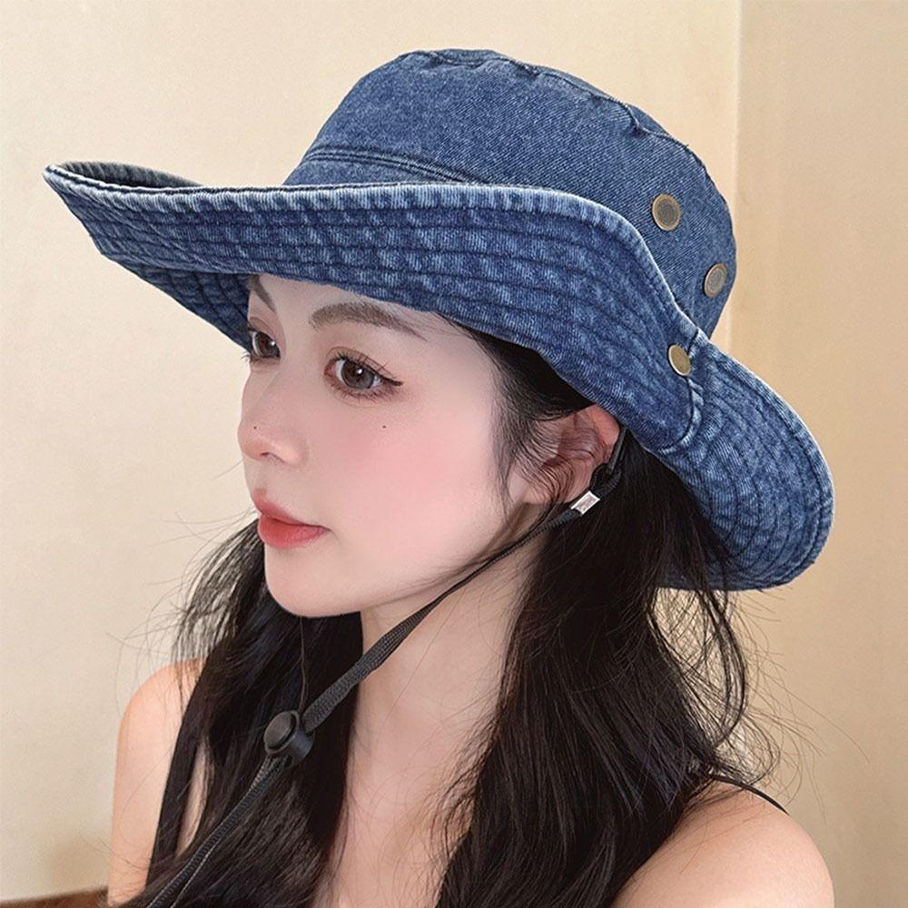 Anti-UV Mountaineering Caps Western Cowboy Panama Hat Portable Summer Bucket Hat  Camping Hiking