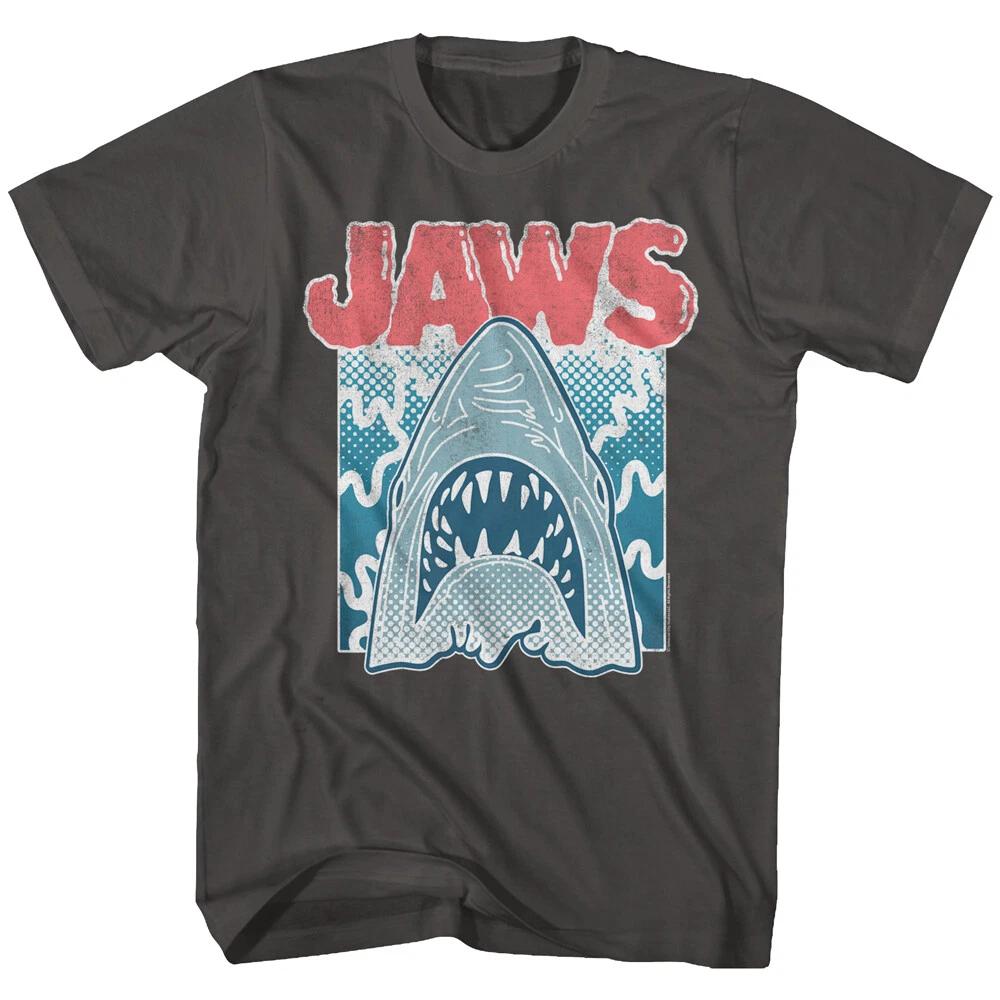Jaws 70 s Thriller Movie Great White Water Wiggles Red Logo Men s T Shirt 3XL