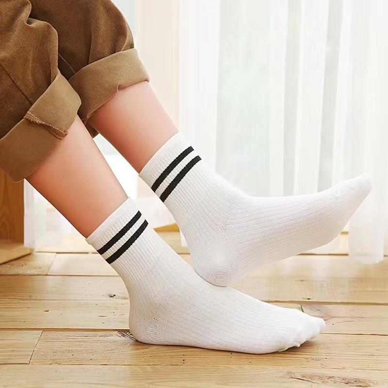Lot de chaussettes tricotées en coton rayé, chaussettes tendance Harajuku, couleurs tendance, Japon, Corée