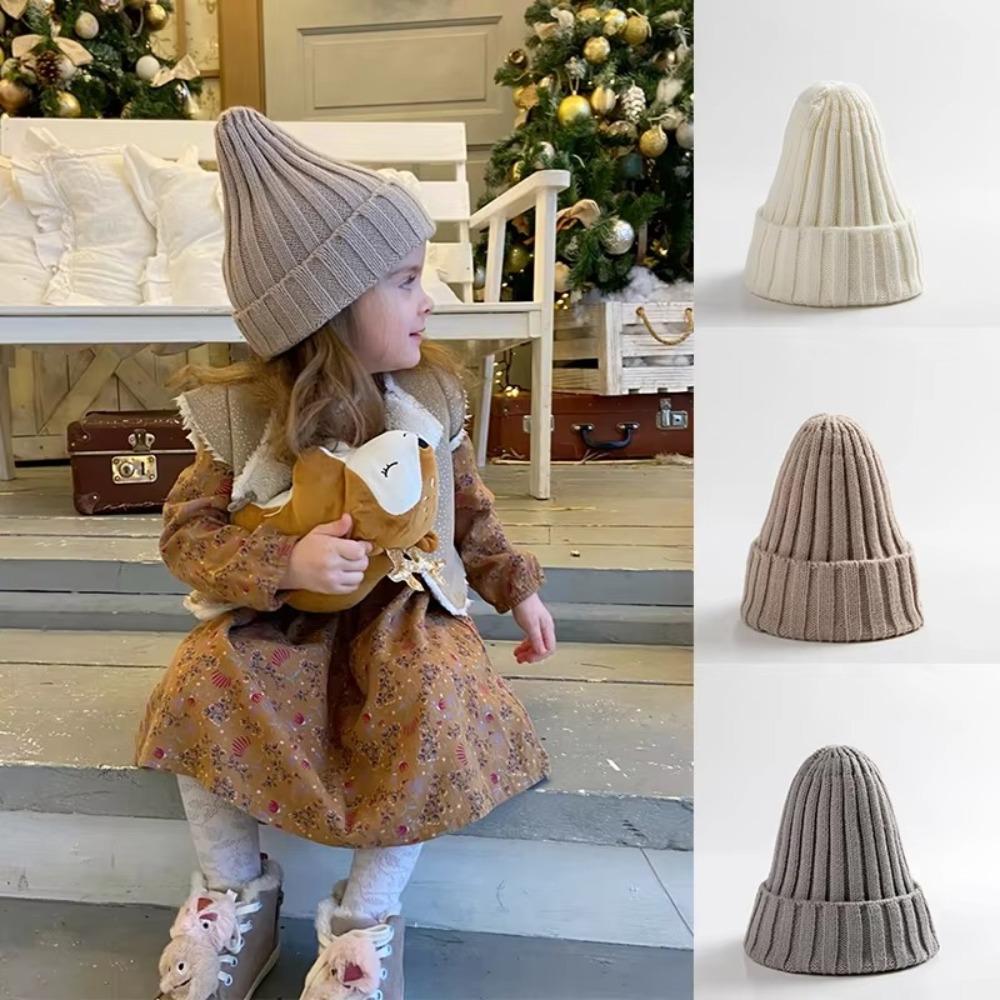 Solid Color Children's Knitted Hat Autumn Winter Girls Boys Cap New Crochet Baby Hat  Kids Beanie