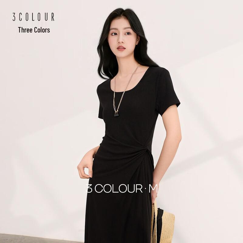 Women s Classic Black Square Neck Straight Long Dress M