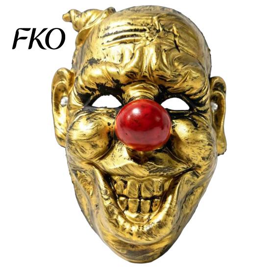 Wide Vision Scary Mask Halloween Clown Mask, Adjustable Straps Party Realistic Pleated for Horror Cosplay And Stage Performance Costume Props золотистый