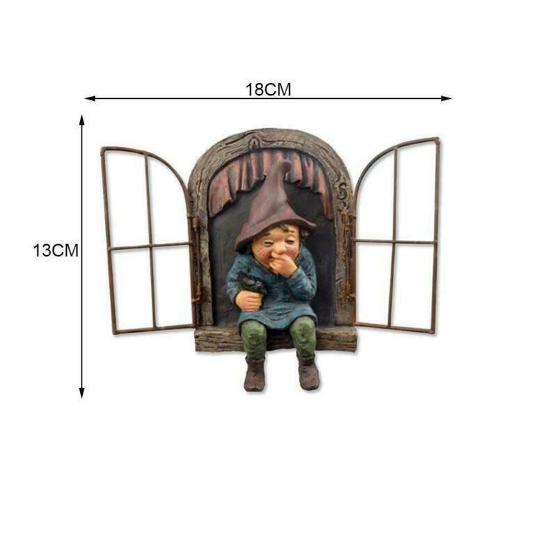 Naughty Garden Gnome Statue Elf Out The Door Tree Hugger Home Yard Decor