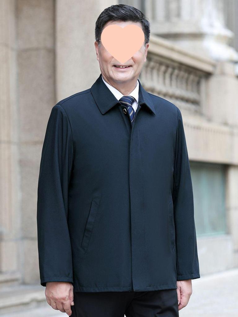 Herren Leichte Freizeitjacke - Frühling/Herbst Stil, Umlegekragen, Knopfverschluss, Lockere Passform für Mittelalte und Ältere.