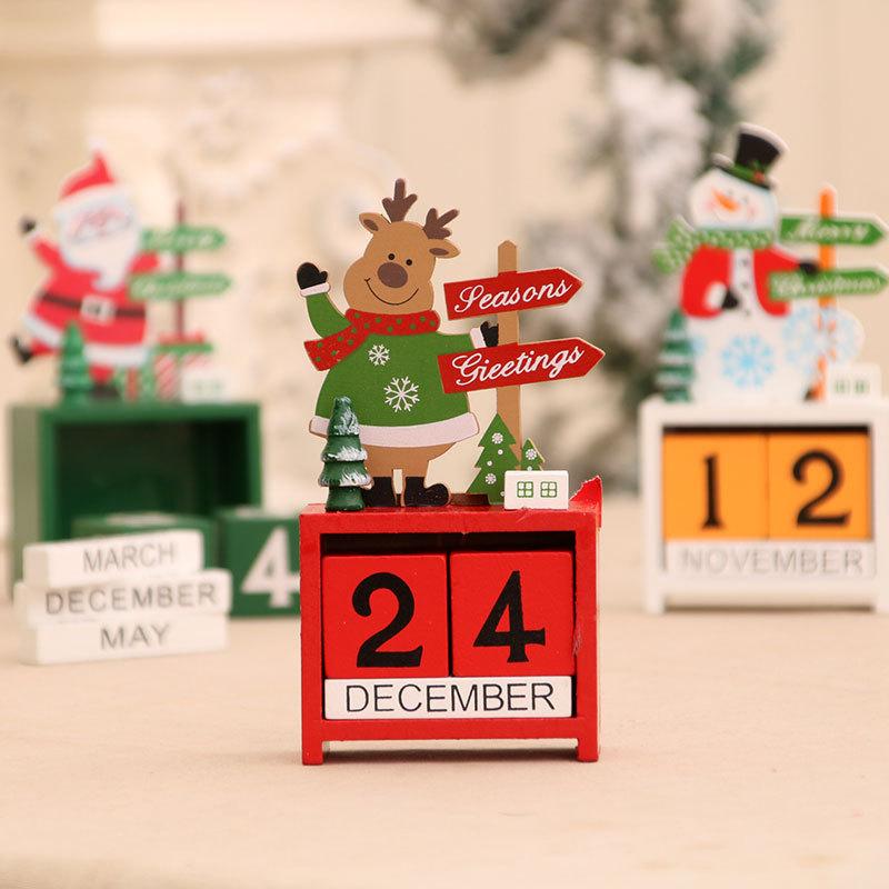 Christmas Wooden Calendar Ornament Box Christmas Gift Window Tabletop Ornament