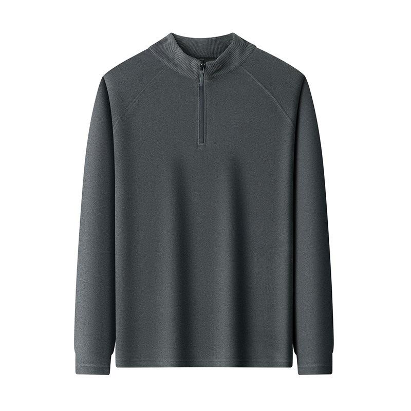 Men's Half-Zip Stand Collar Hoodie, Autumn/Winter Fashion, Long Sleeve, Solid Color, Loose Fit Top.