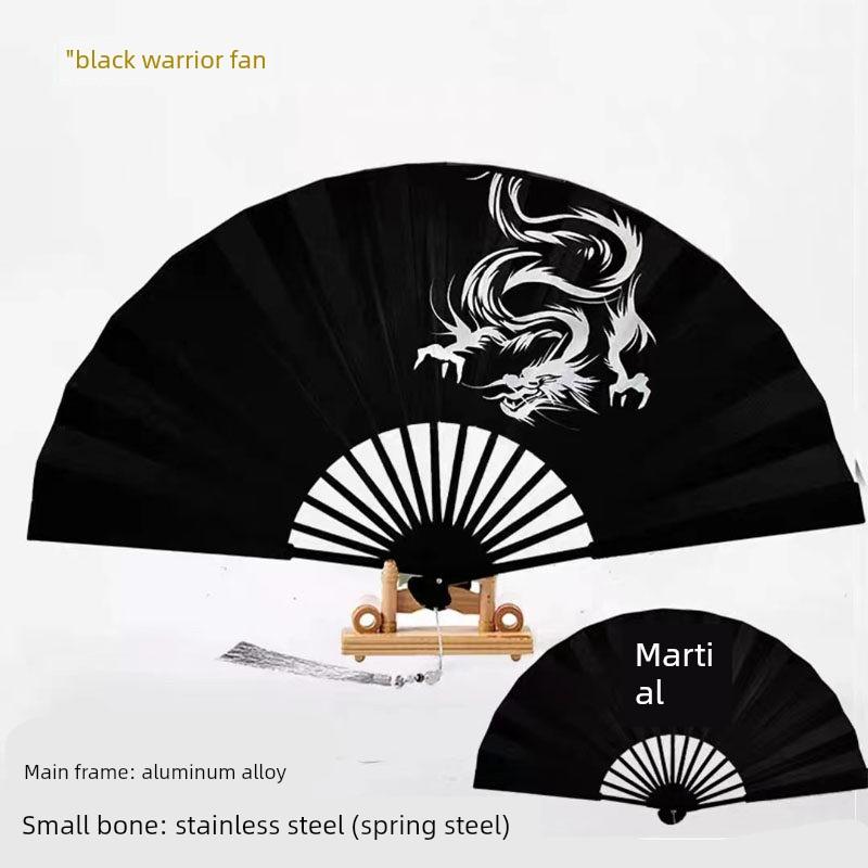 Legierter Faltfächer, Handwerksfächer, Hochwertiger Fächer im chinesischen Stil, Reiner Metallfächer, Geschenk für Freund, Version mit Geschenkbox