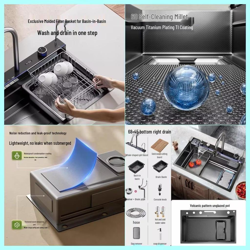 Thickened 304 Stainless Steel Veggie Washer with Digital Display & Honeycomb Design