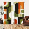 Retro Geometric Curtains 2pcs – Mid-Century Modern Abstract Design In Orange Green Black Cream, Living Room Decor