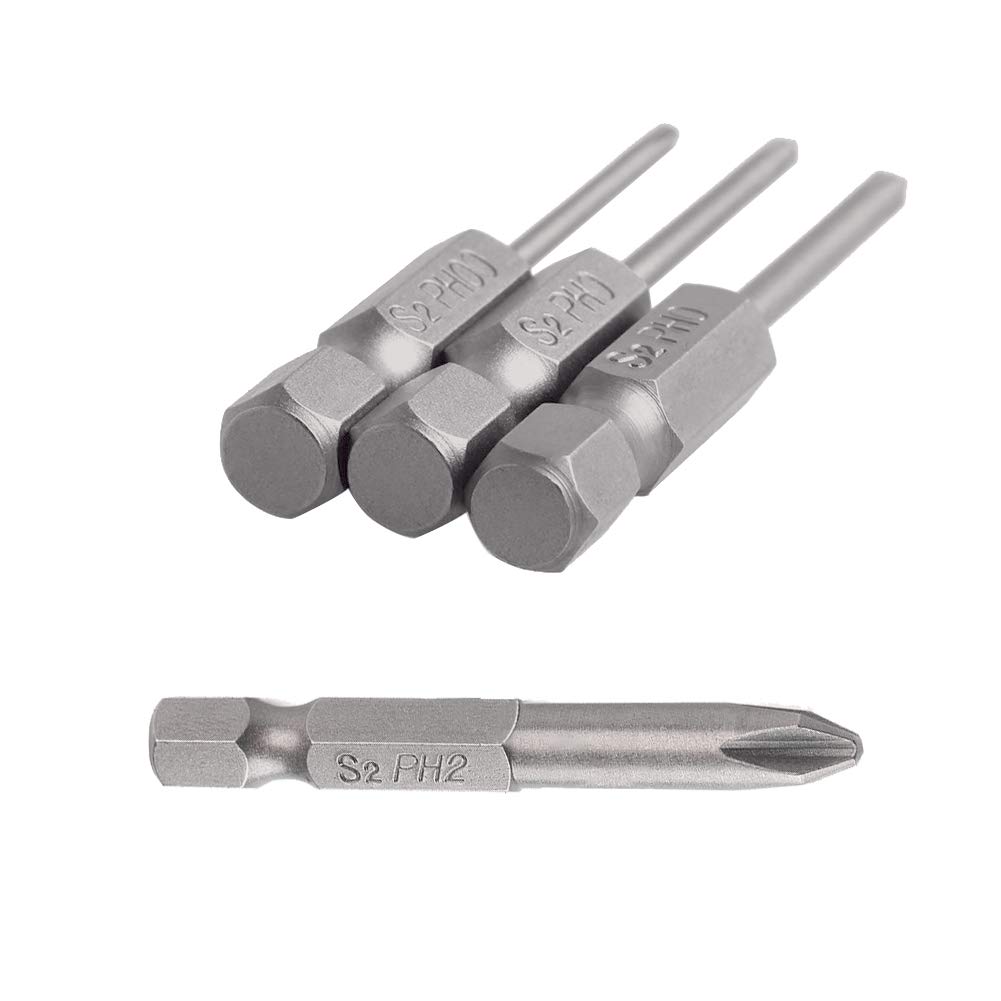 Saipor Magnetic Crosshead Driver Hex S2 Power Screwdriver Drill Bit Tool 12-Piece Bits, 6.35mm (1/4") Shank, Steel, Bits, (50mm)