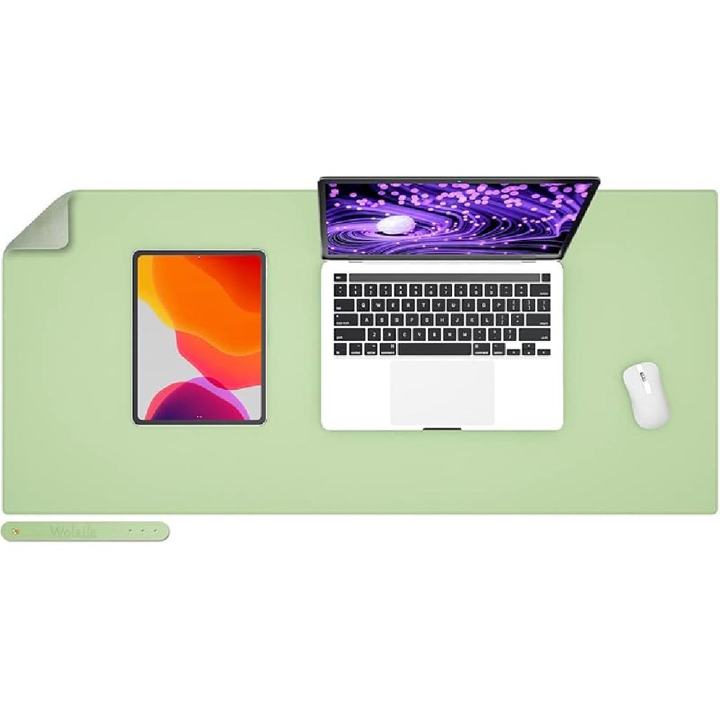 Leather Desk Pad Blotter,Wolaile 36x17 inch Big Keyboard Mouse Pad,Waterproof Non-Slip Writing Desk Computer Mat Desktop Protector for Office