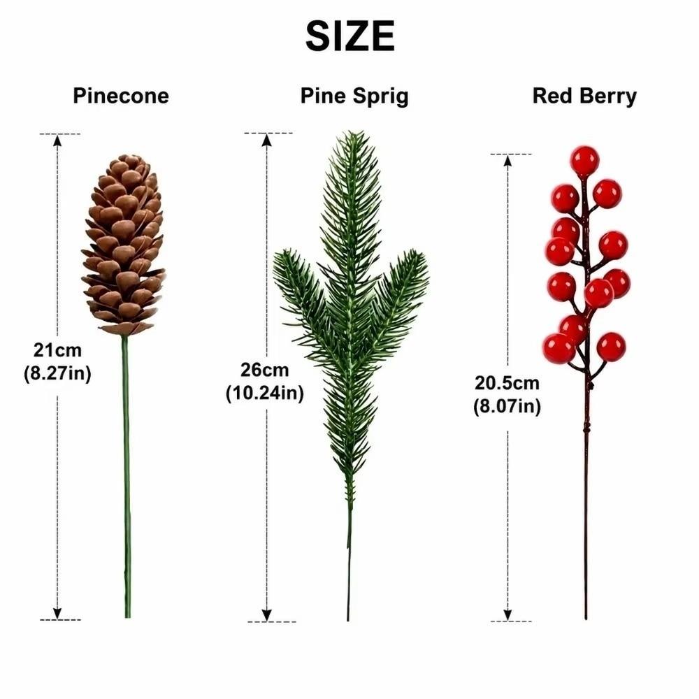 Plastic Material Artificial Christmas Picks 15Pcs Pinecone Embellishments  DIY Christmas Decoration