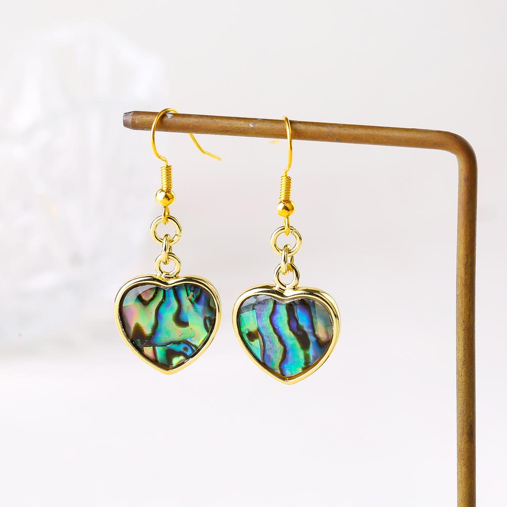 Natural Abalone Shell Square Teardrop Heart Shape Drop Earrings Classic for Women Girls New Trend Vacation Jewelry Daily Wear