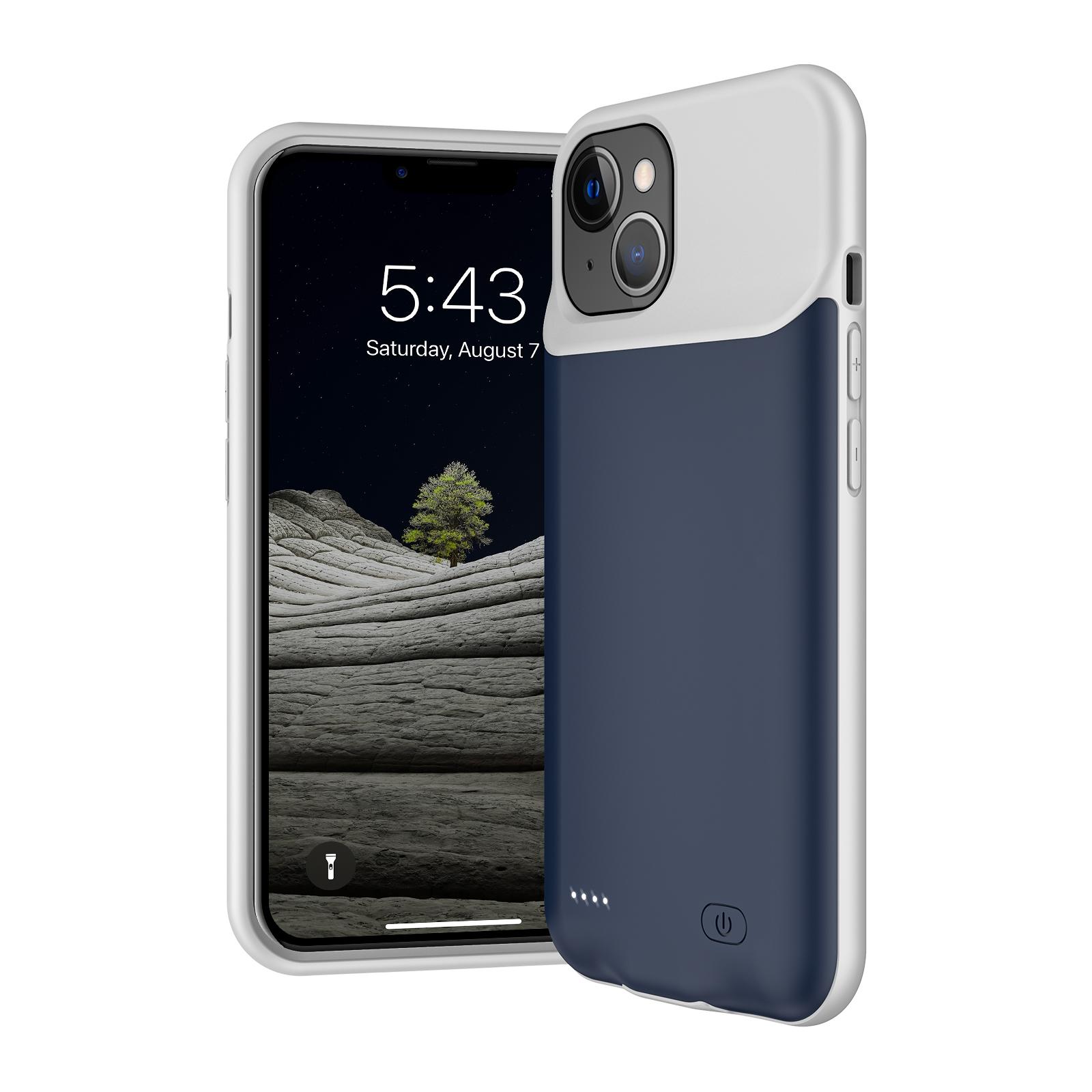 

B98 6500mAh Rechargeable Extended Battery Soft TPU Edge Phone Charging Shell Case for iPhone 13 6.1 inch Black