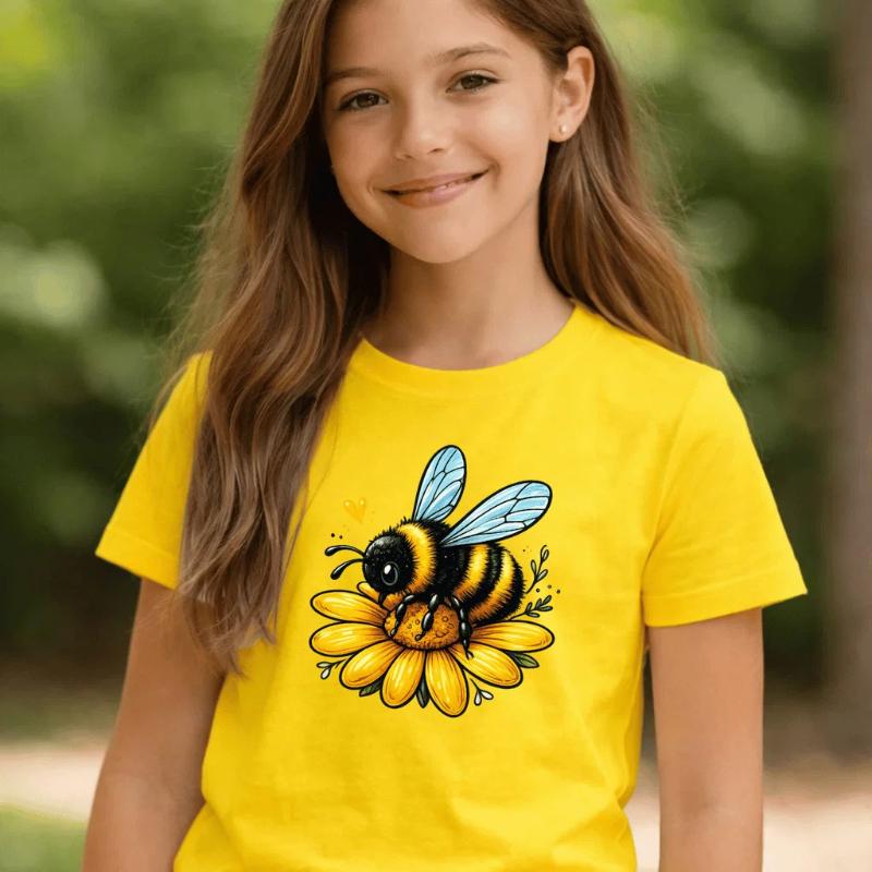 

Camiseta Infantil Estampada Abelha Grande Flor Criança 100% Básica Manga Curta Unissex Masculina E Feminino Básica 100cm жёлтый